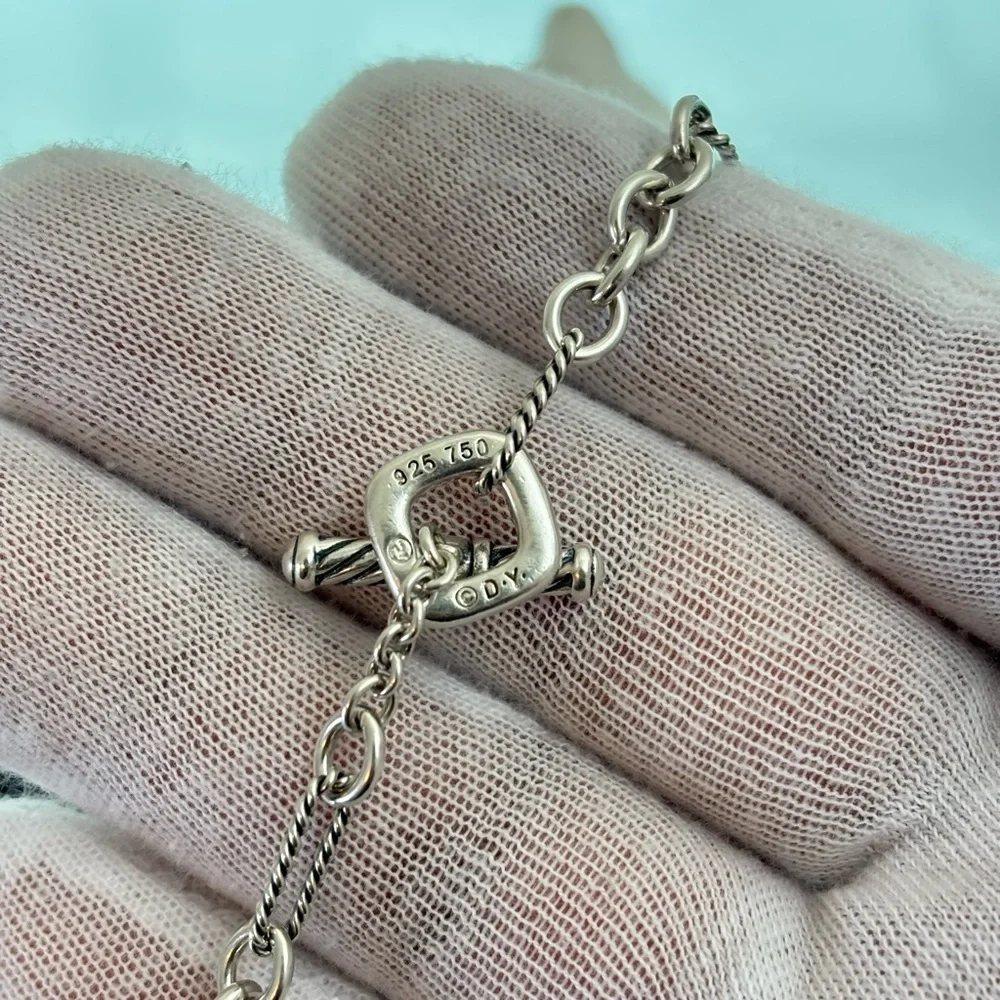 David Yurman 925 & 18k Gold Bijoux Pearl Station Necklace 36.5